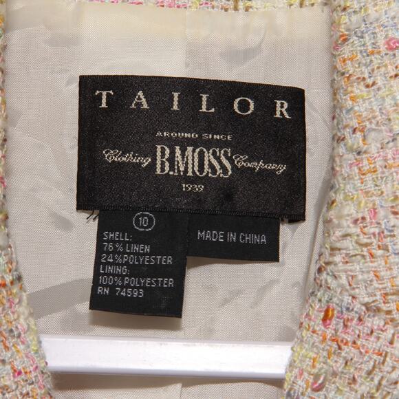 Tailor B. Moss Linen Blend Tweed Blazer Jacket Size 10 - Picture 8 of 8